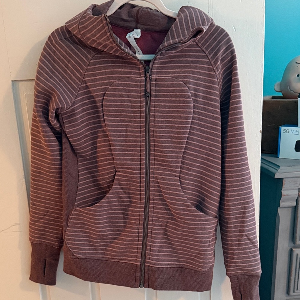 lululemon athletica Brown Striped Full-Zip Hoodie